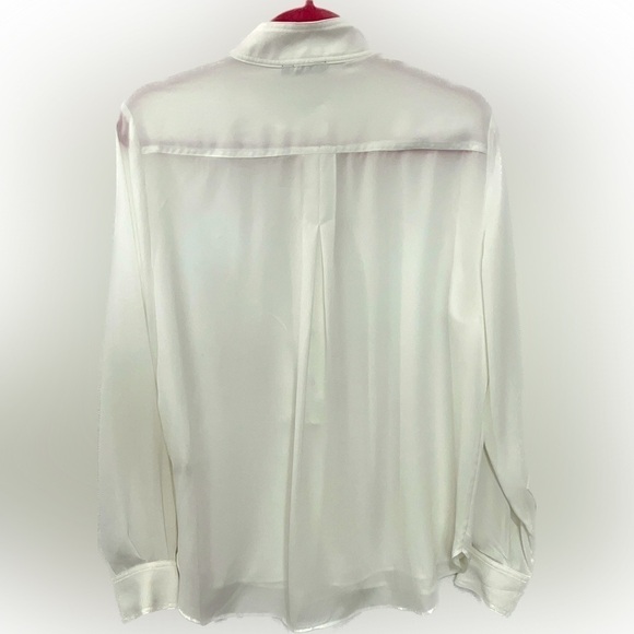 Tommy Hilfiger classy gold button sheer pullover blouse lined long sleeve. M - Picture 4 of 7